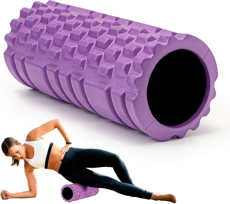 Krightlink Foam Roller for Muscle Massager, Patented 13" High Density Exercise Roller for Muscle and Myofascial Trigger Point Release, Yoga, Back Roller for Fitness, Yoga (Purple) - Image 1